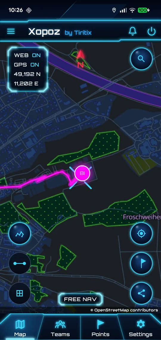 Map in Free Nav mode