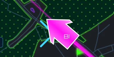 Device marker drawn as a blue arrow while moving